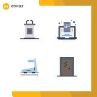 4 Universal Flat Icon Signs Symbols of desk running professor blogging treadmill Editable Vector Design Elements