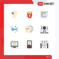 User Interface Pack of 9 Basic Flat Colors of mind personality notebook direction arrow Editable Vector Design Elements