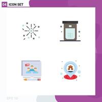 Universal Icon Symbols Group of 4 Modern Flat Icons of fire argument bath shower convince Editable Vector Design Elements