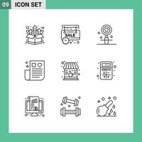 paquete de iconos de vector de stock de 9 signos y símbolos de línea para elementos de diseño de vector editables de boda de fecha médica de café