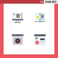 conjunto de 4 iconos de interfaz de usuario modernos símbolos signos para computadora ux libro instrucción sitio web elementos de diseño vectorial editables vector