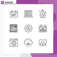 Outline Pack of 9 Universal Symbols of cap ui home layout grid Editable Vector Design Elements