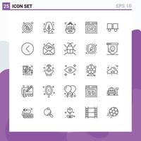 Stock Vector Icon Pack of 25 Line Signs and Symbols for file secure tree page easter Editable Vector Design Elements