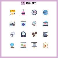 Set of 16 Modern UI Icons Symbols Signs for hardware computer multimedia www web Editable Pack of Creative Vector Design Elements