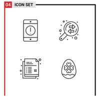 4 Universal Line Signs Symbols of alert creative error data analysis drawing Editable Vector Design Elements