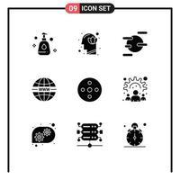 Stock Vector Icon Pack of 9 Line Signs and Symbols for reel camera reel science web security Editable Vector Design Elements