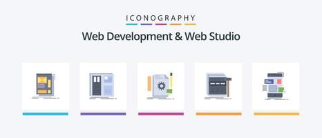 Web Development And Web Studio Flat 5 Icon Pack Including web. internet. layout. support. develop. Creative Icons Design vector