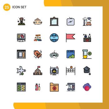 conjunto de pictogramas de 25 colores planos de línea rellena simple de elementos de diseño vectorial editables de ventana eléctrica de agricultura de actualización de luz vector