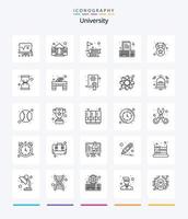 Creative University 25 OutLine icon pack  Such As medal. online. books. homework. assignment vector