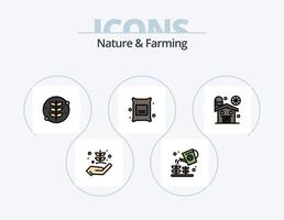 paquete de iconos llenos de línea de naturaleza y agricultura 5 diseño de iconos. naturaleza. ranchero. granja. agricultura. granja vector