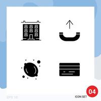 Group of 4 Modern Solid Glyphs Set for big food home outgoing back Editable Vector Design Elements