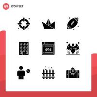 Universal Icon Symbols Group of 9 Modern Solid Glyphs of bat code fathers day computing construction Editable Vector Design Elements