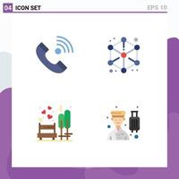 Mobile Interface Flat Icon Set of 4 Pictograms of call shape incoming modeling date Editable Vector Design Elements