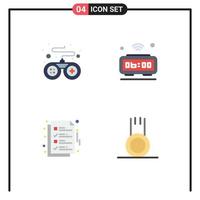 Editable Vector Line Pack of 4 Simple Flat Icons of controller document alarm iot ok Editable Vector Design Elements