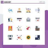 16 Thematic Vector Flat Colors and Editable Symbols of bulb business disabled input cursor Editable Pack of Creative Vector Design Elements