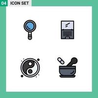 Set of 4 Modern UI Icons Symbols Signs for search ball computer imac hospital Editable Vector Design Elements