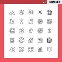 User Interface Pack of 25 Basic Lines of access arrow balloon dart focus Editable Vector Design Elements