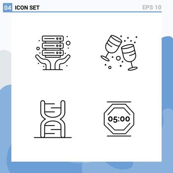 concepto de 4 líneas para sitios web móviles y aplicaciones código de alojamiento de internet fiesta de cumpleaños elementos de diseño vectorial editables genéticos vector