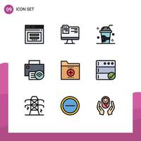 Modern Set of 9 Filledline Flat Colors Pictograph of hardware devices online computers milkshake Editable Vector Design Elements