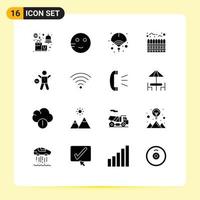 Modern Set of 16 Solid Glyphs and symbols such as exercise real study heating year Editable Vector Design Elements