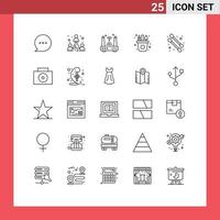 Line Pack of 25 Universal Symbols of cotton swab craft iot paint art Editable Vector Design Elements