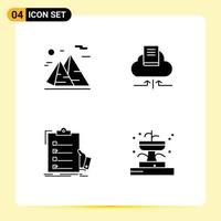 Stock Vector Icon Pack of 4 Line Signs and Symbols for mountain checklist moon arrow expertise Editable Vector Design Elements