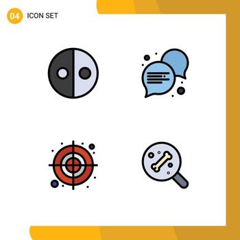 4 User Interface Filledline Flat Color Pack of modern Signs and Symbols of equality shape symbols dialogue search Editable Vector Design Elements