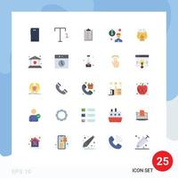 Mobile Interface Flat Color Set of 25 Pictograms of programming mind report card downgrade degradation Editable Vector Design Elements