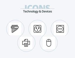 paquete de iconos de línea de dispositivos 5 diseño de iconos. cacerola. flauta. teclado. móvil. dispositivo vector