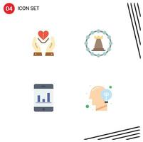 Pack of 4 Modern Flat Icons Signs and Symbols for Web Print Media such as care strategy heart fort graph Editable Vector Design Elements