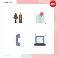 4 Creative Icons Modern Signs and Symbols of trowel call masonry location computer Editable Vector Design Elements