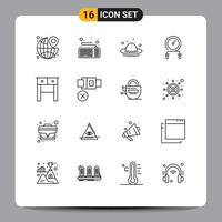 16 iconos creativos signos y símbolos modernos de entrenamiento hiit teclado fitness primavera elementos de diseño vectorial editables vector