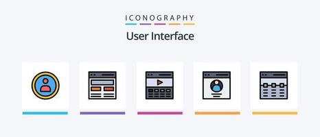 la línea de la interfaz de usuario llenó el paquete de 5 iconos, incluida la comunicación. acción. usuario. usuario. interfaz. diseño de iconos creativos vector