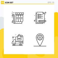 4 Universal Line Signs Symbols of filter truck water study gear Editable Vector Design Elements