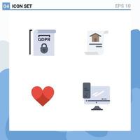 4 Creative Icons Modern Signs and Symbols of gdpr heart terms home like Editable Vector Design Elements