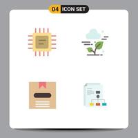 4 Thematic Vector Flat Icons and Editable Symbols of cpu e plant technology presentation Editable Vector Design Elements