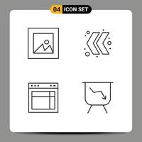 Modern Set of 4 Filledline Flat Colors and symbols such as image web arrow design board Editable Vector Design Elements