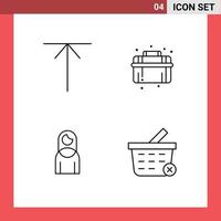 Pack of 4 Modern Filledline Flat Colors Signs and Symbols for Web Print Media such as arrow girl mechanical system basket Editable Vector Design Elements