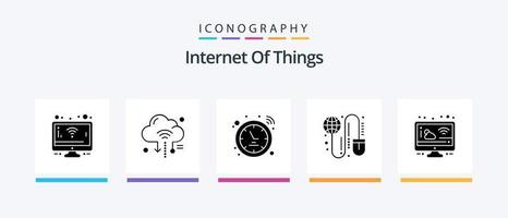 Internet Of Things Glyph 5 Icon Pack Including cloud. mouse. hotspot. grid. global. Creative Icons Design vector