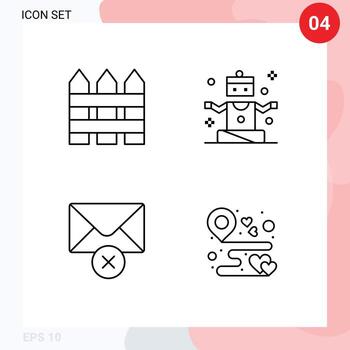 Paquete de 4 líneas de interfaz de usuario de signos y símbolos modernos de barricada eliminar mensajes de personas interiores elementos de diseño vectorial editables vector
