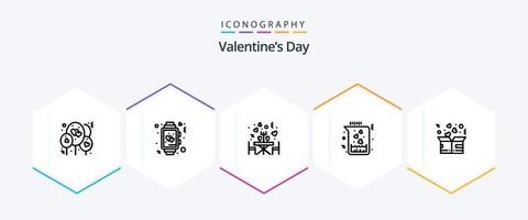 Valentines Day 25 Line icon pack including donation. love. dinner. heart. chemical vector