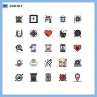 Modern Set of 25 Filled line Flat Colors and symbols such as error chip flow balance well Editable Vector Design Elements