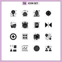 conjunto de 16 iconos modernos de la interfaz de usuario símbolos signos para el punto de servicio objetivo vivo objetivo elementos de diseño vectorial editables vector