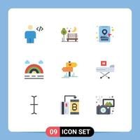 9 iconos creativos signos y símbolos modernos de amor clima romántico arco iris ubicación pin elementos de diseño vectorial editables vector