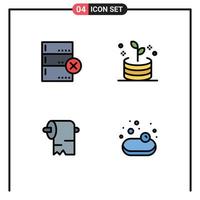 Set of 4 Modern UI Icons Symbols Signs for cancel soup business cleaning supermarket Editable Vector Design Elements