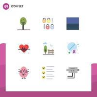 9 Universal Flat Color Signs Symbols of drugs pills layout park bench Editable Vector Design Elements