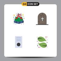 4 concepto de icono plano para sitios web móviles y aplicaciones regalo de navidad religión caja de regalo grave escritorio elementos de diseño vectorial editables vector