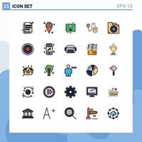 Group of 25 Filled line Flat Colors Signs and Symbols for bag computer conversation search mouse Editable Vector Design Elements