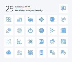 Data Science And Cyber Security 25 Blue Color icon pack including scince. scince. key. machine learning. learning vector