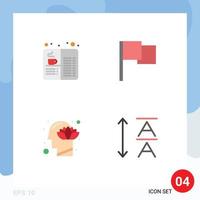 4 Thematic Vector Flat Icons and Editable Symbols of book head drink flag lotus Editable Vector Design Elements